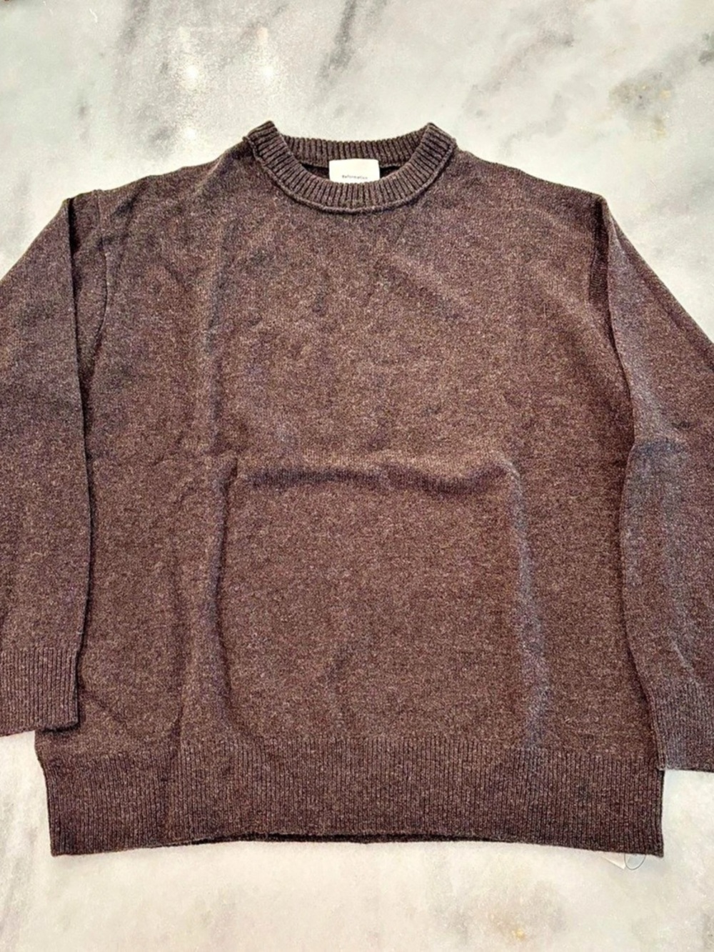Reformation Fabian Regenerative Wool Crew Wool Sweater Brown - Picture 2 of 7